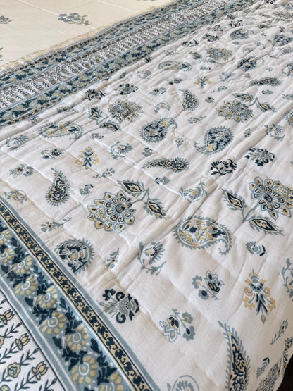 Sanganeri Print Single Bed Quilt (60”*90”)