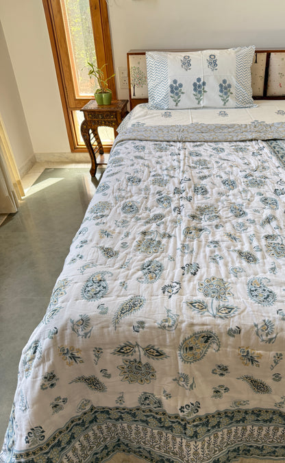 Sanganeri Print Single Bed Quilt (60”*90”)