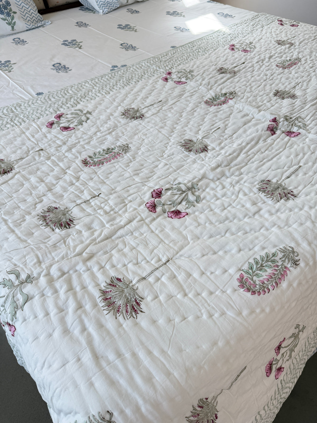 Rossy Handblock Single Bed Quilt (60”*90”)