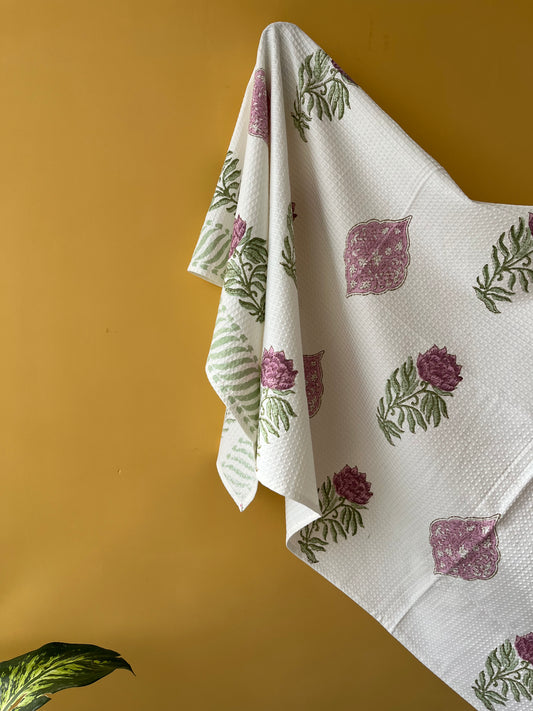 Floral Fern HandBlock Cotton Bath Towel