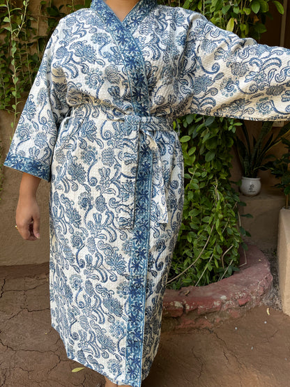 Iris Bloom Premium Cotton Waffle Bathrobe (Adult)