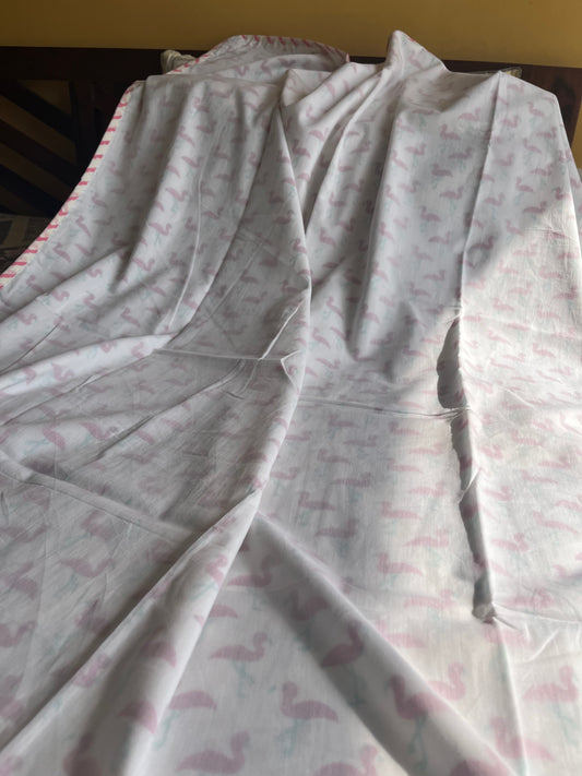 Pink Swan Handblock Baby Dohar (40”*60”)