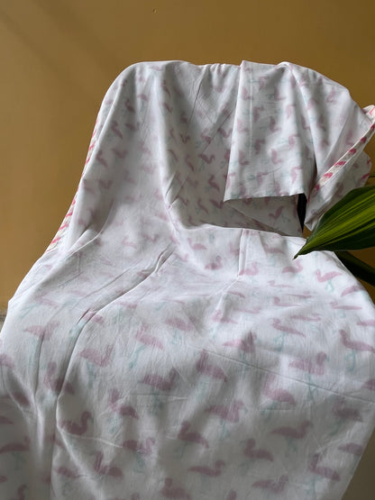 Pink Swan Handblock Baby Dohar (40”*60”)