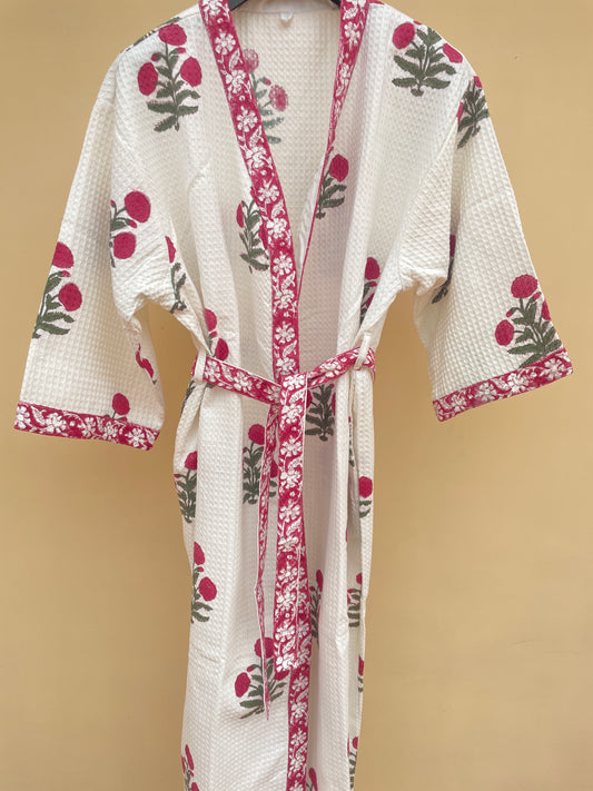 Poppy Print Premium Cotton Waffle Bathrobe (Adult)