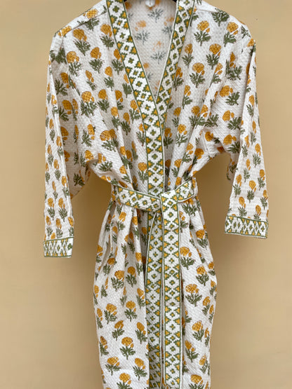 Sanganeri Bliss Premium Cotton Waffle Bathrobe (Adult)