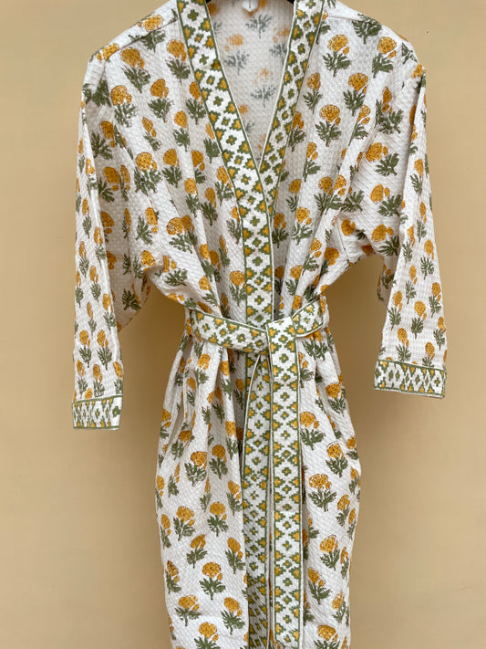 Sanganeri Bliss Premium Cotton Waffle Bathrobe (Adult)