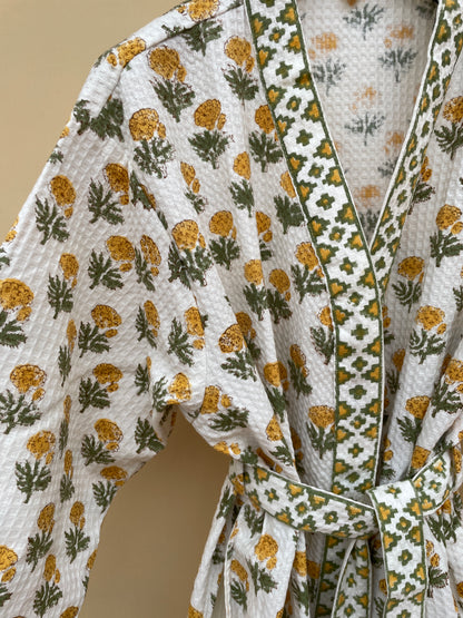 Sanganeri Bliss Premium Cotton Waffle Bathrobe (Adult)