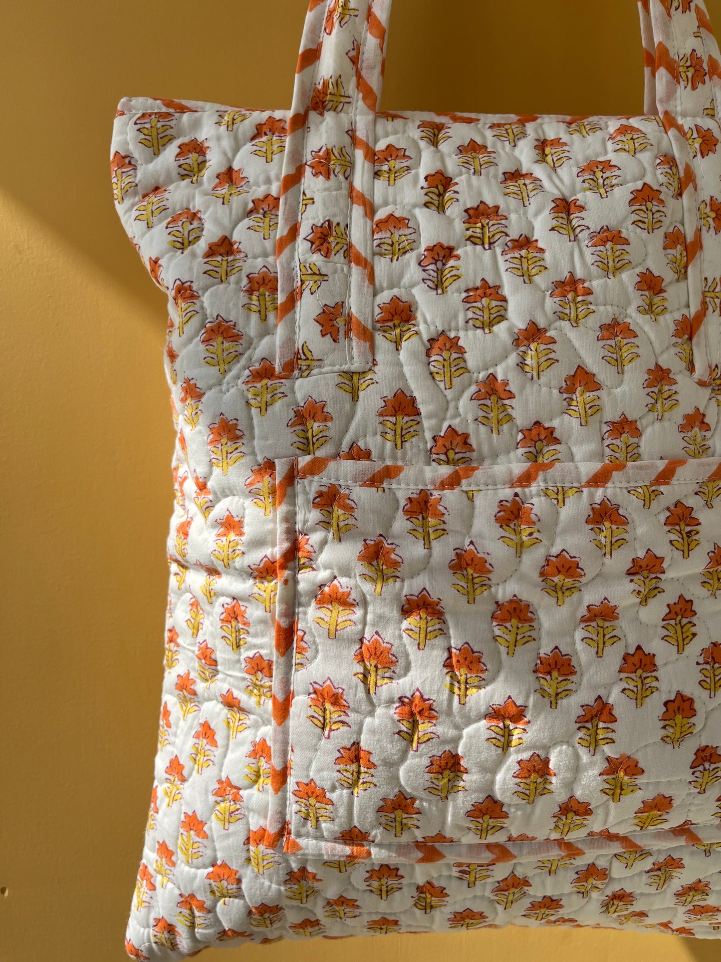 The Fern Vertical Cotton Quilted Tote Bag