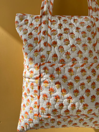 The Fern Vertical Cotton Quilted Tote Bag