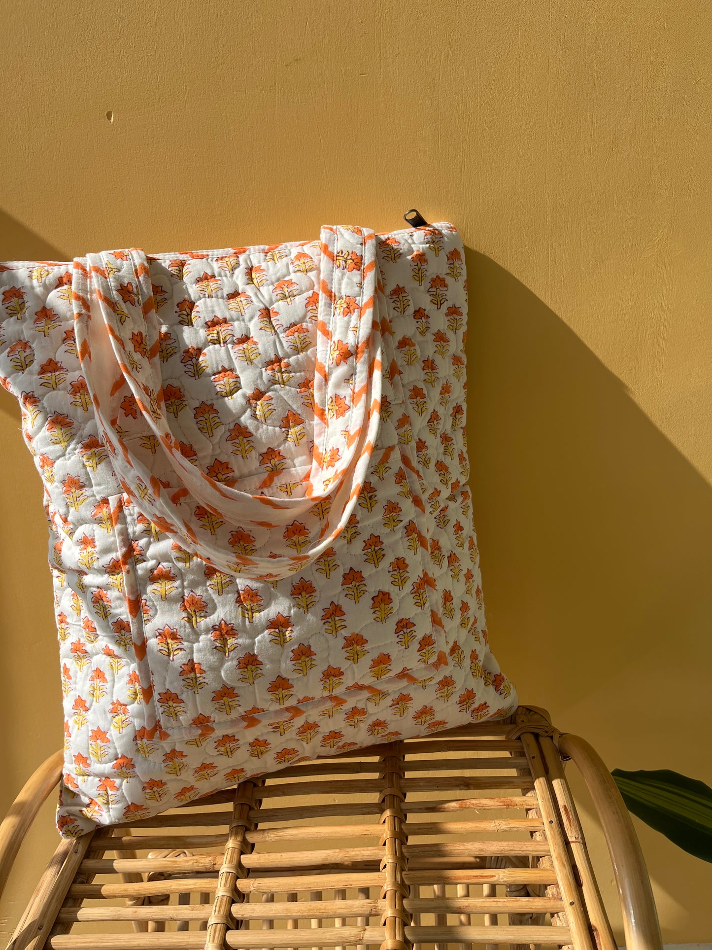 The Fern Vertical Cotton Quilted Tote Bag