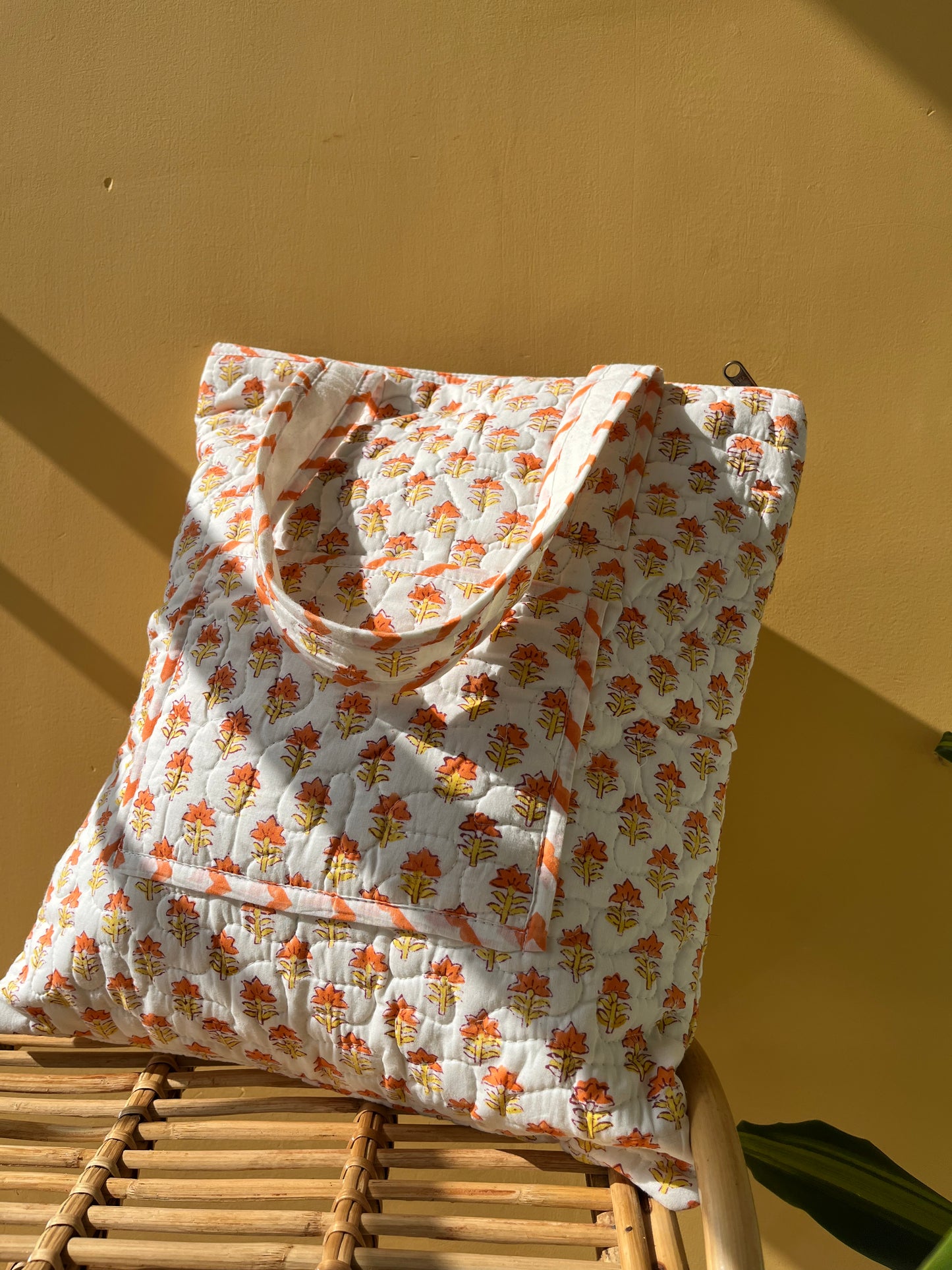 The Fern Vertical Cotton Quilted Tote Bag