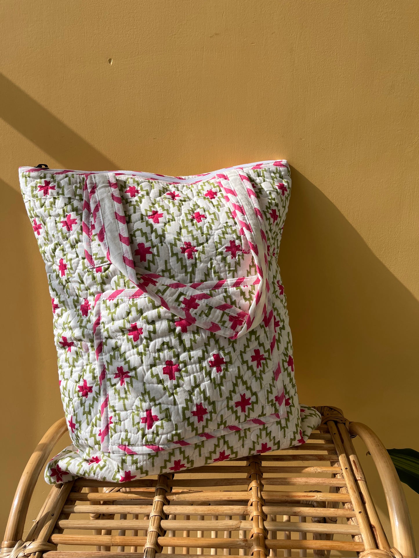 Linea Vertical Cotton Quilted Tote Bag