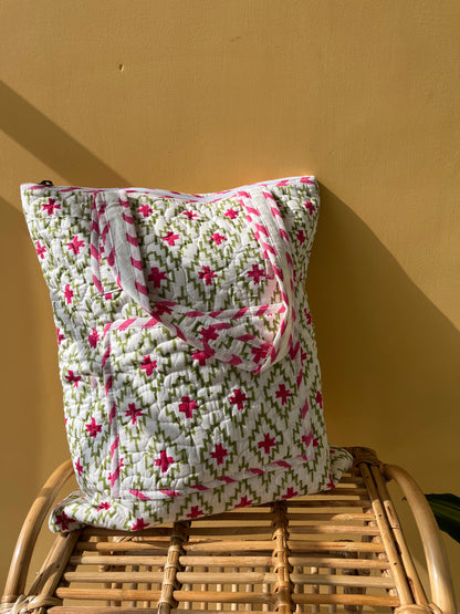 Linea Vertical Cotton Quilted Tote Bag