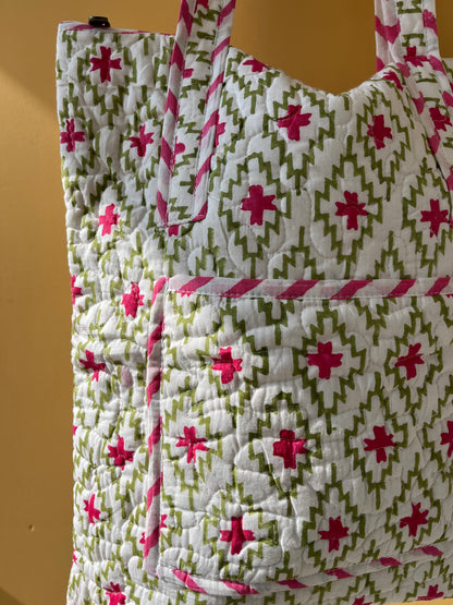 Linea Vertical Cotton Quilted Tote Bag