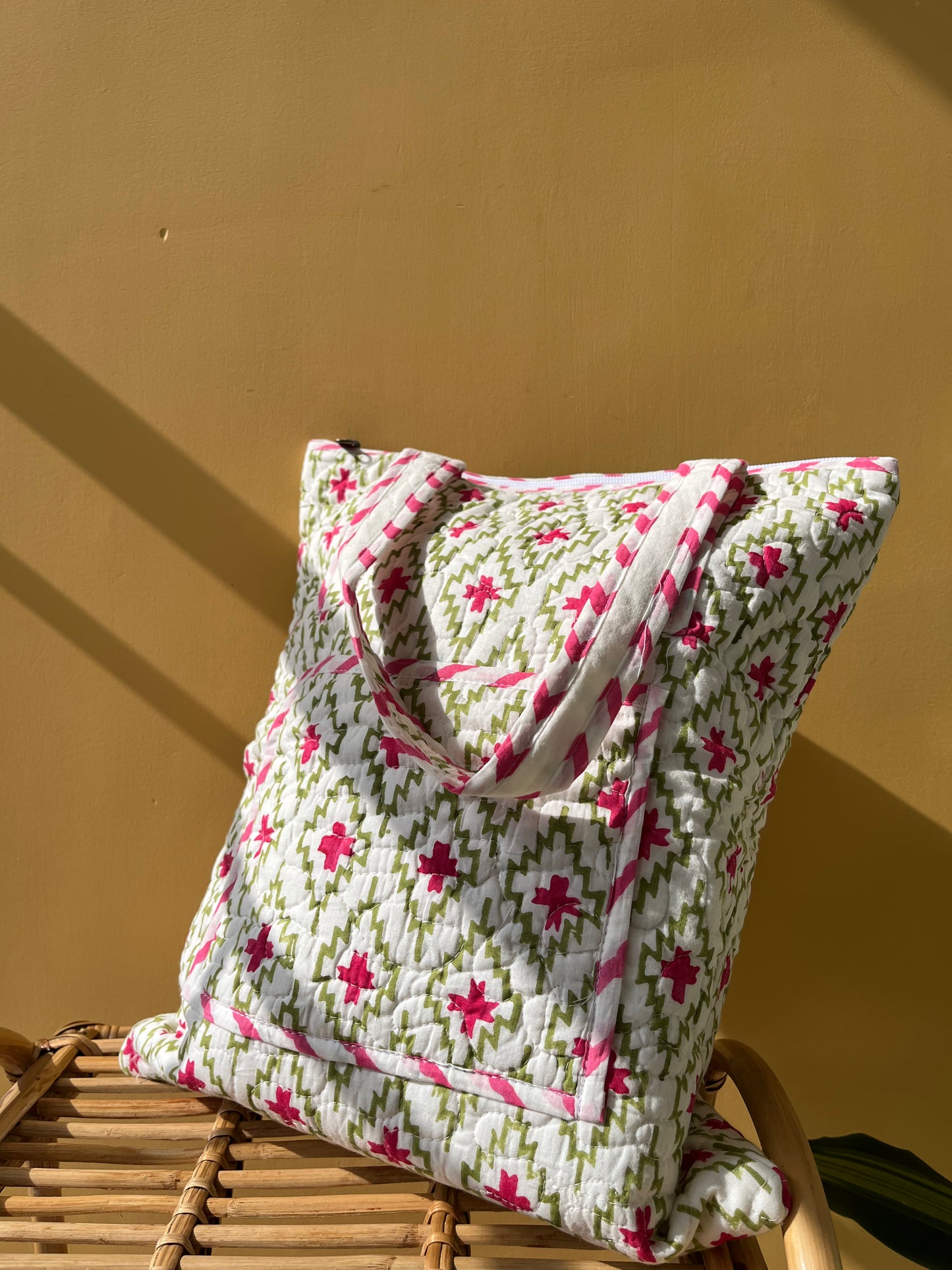 Linea Vertical Cotton Quilted Tote Bag