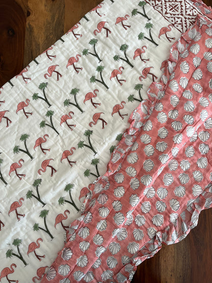 Majestic Swans Handblock Comfortable Quilt (40”*40”)