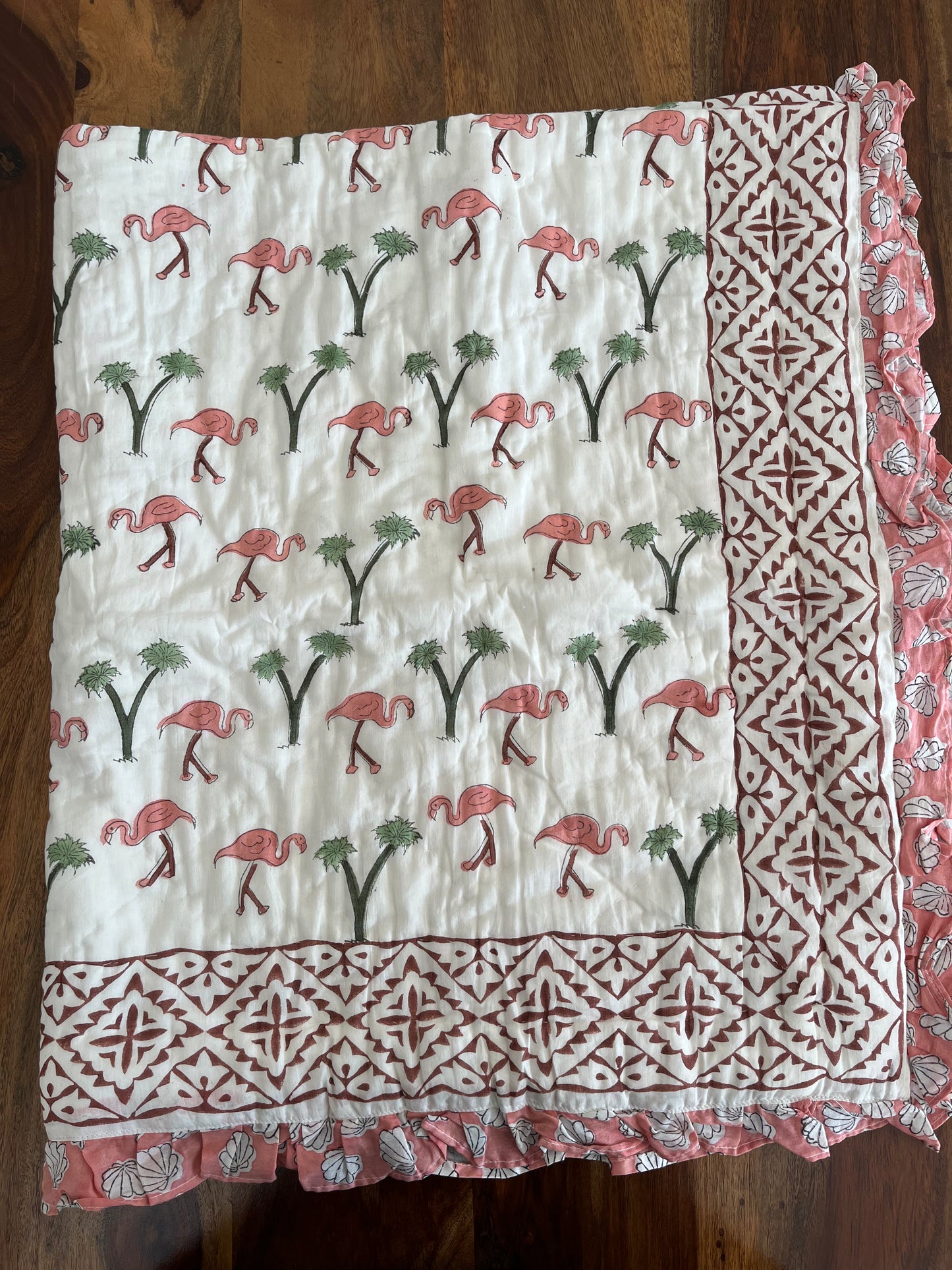 Majestic Swans Handblock Comfortable Quilt (40”*40”)