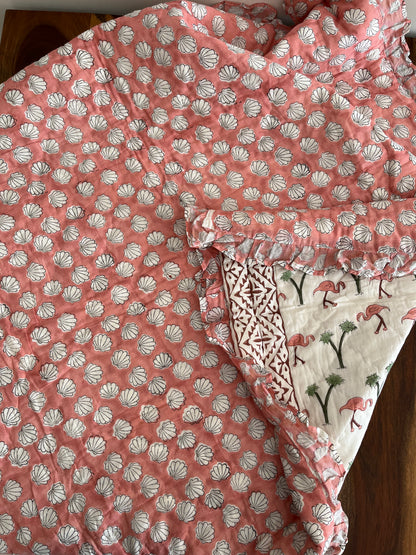 Majestic Swans Handblock Comfortable Quilt (40”*40”)