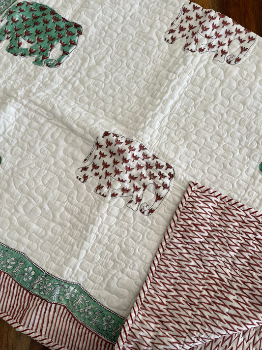 Hand Block Printed Baby Quilt