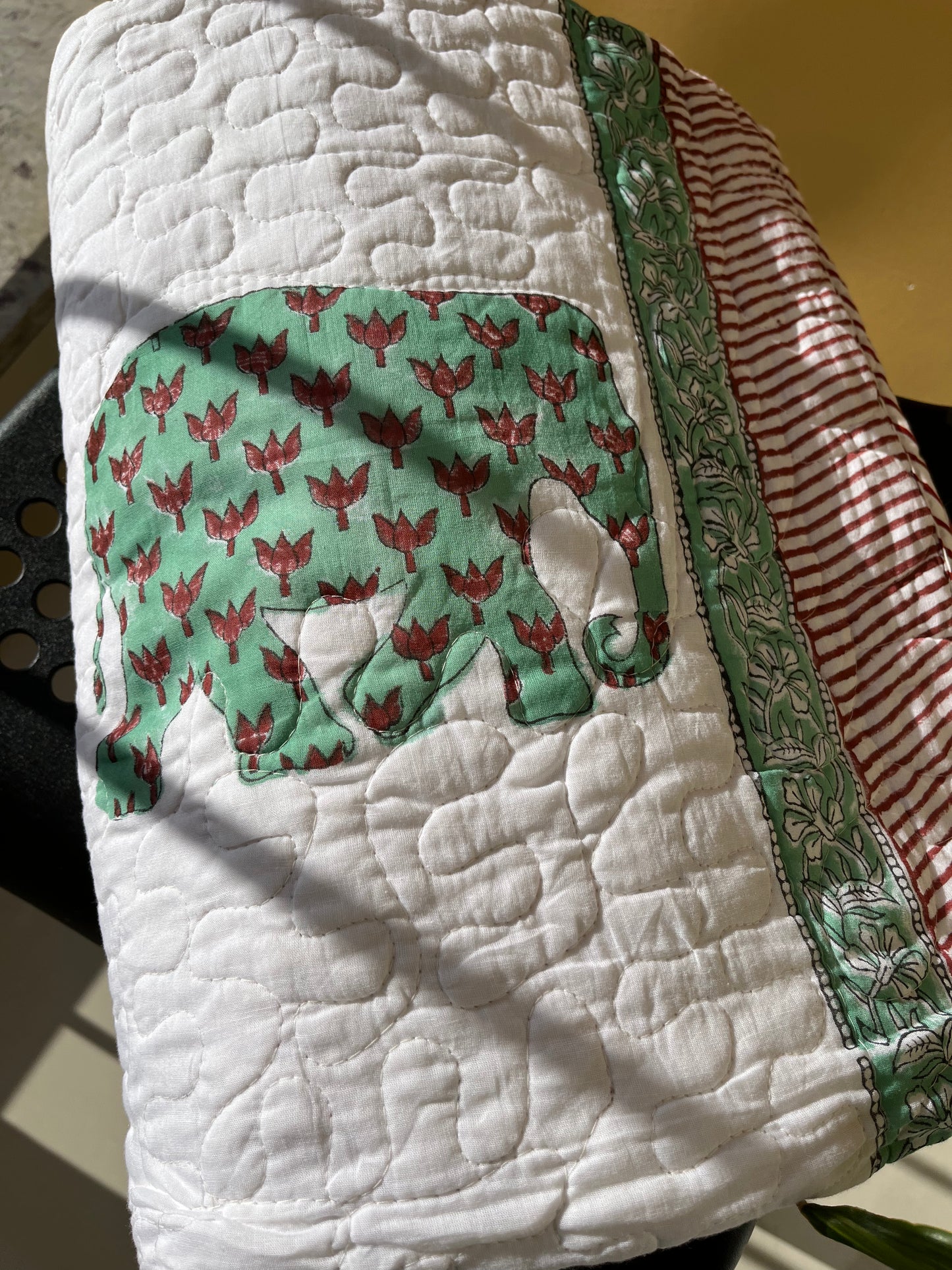 Elephant Handblock Comfortable Baby Quilt (40”*60”)