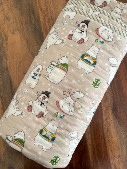 Mini Snowman Handblock Cozzy Baby Quilt