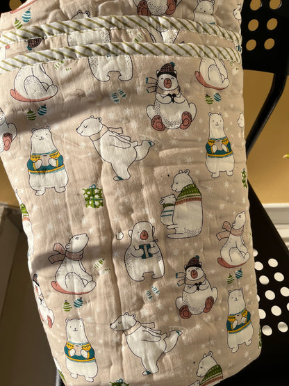 Mini Snowman Handblock Cozzy Baby Quilt