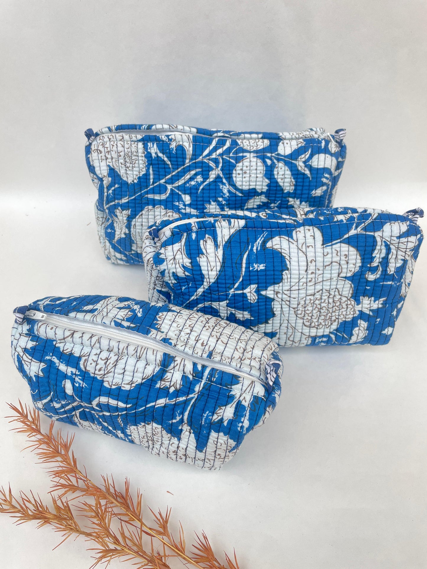 Bloomlet Cotton Quilted Pouches (set of 3)