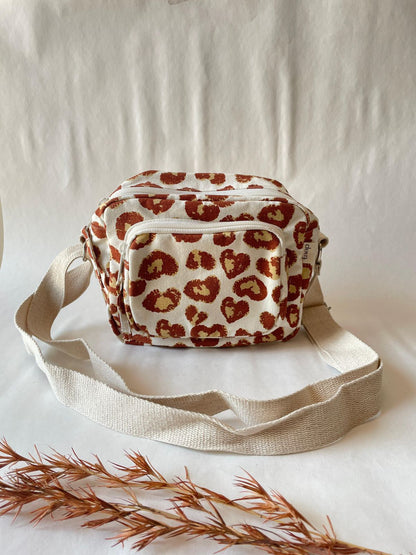 Leopard Cotton Canvas Multi-pocket Crossbody Sling – Travel Light, Stay Stylish (Green)