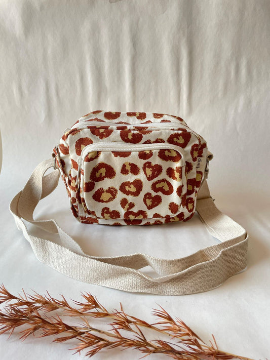 Leopard Cotton Canvas Multi-pocket Crossbody Sling – Travel Light, Stay Stylish (Green)