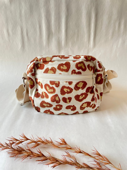 Leopard Cotton Canvas Multi-pocket Crossbody Sling – Travel Light, Stay Stylish (Green)