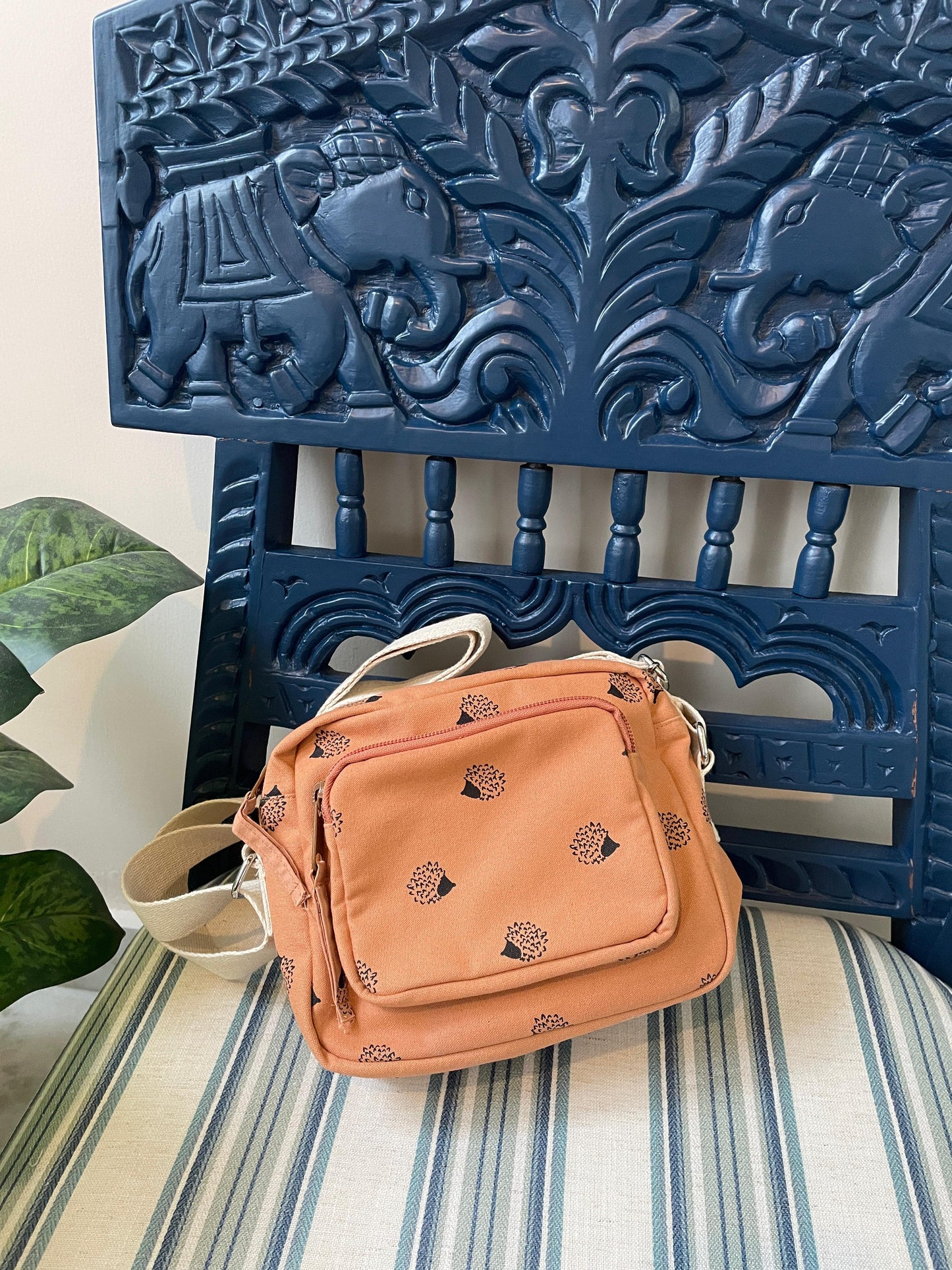 Tan Brown Cotton Canvas Multi-pocket Crossbody Sling – Travel Light, Stay Stylish