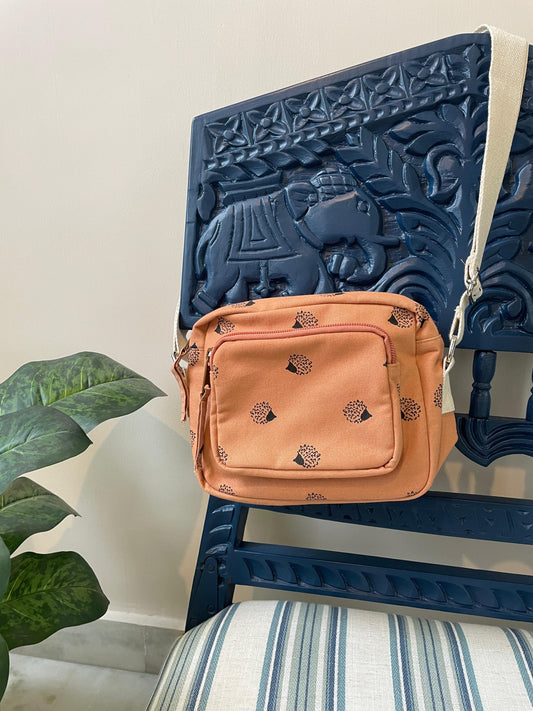 Tan Brown Cotton Canvas Multi-pocket Crossbody Sling – Travel Light, Stay Stylish