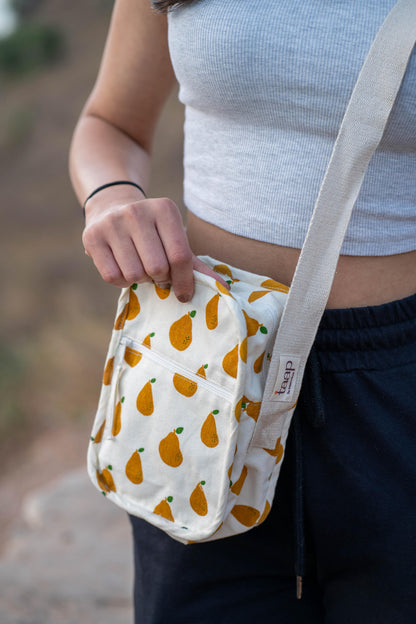 Pear Cotton Canvas Vertical Crossbody Sling – Travel Light, Stay Stylish