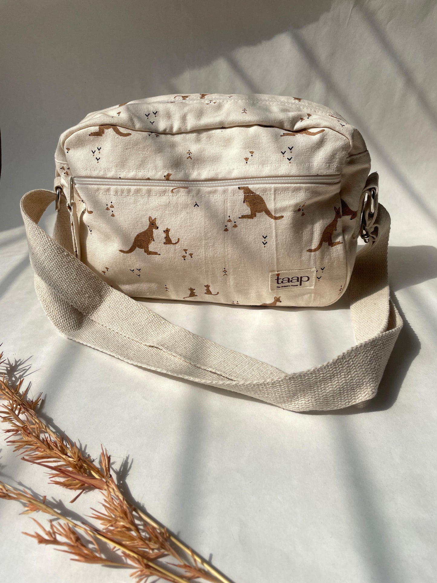 Kangaroo Cotton Canvas Horizontal Sling with Front & Inside Pocket – Sleek, Secure & Always Ready