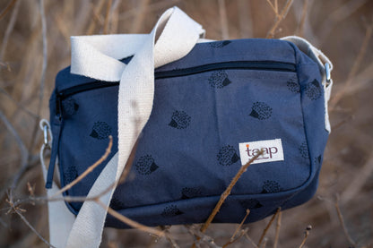 Dark Blue Cotton Canvas Horizontal Sling with Front & Inside Pocket – Sleek, Secure & Always Ready