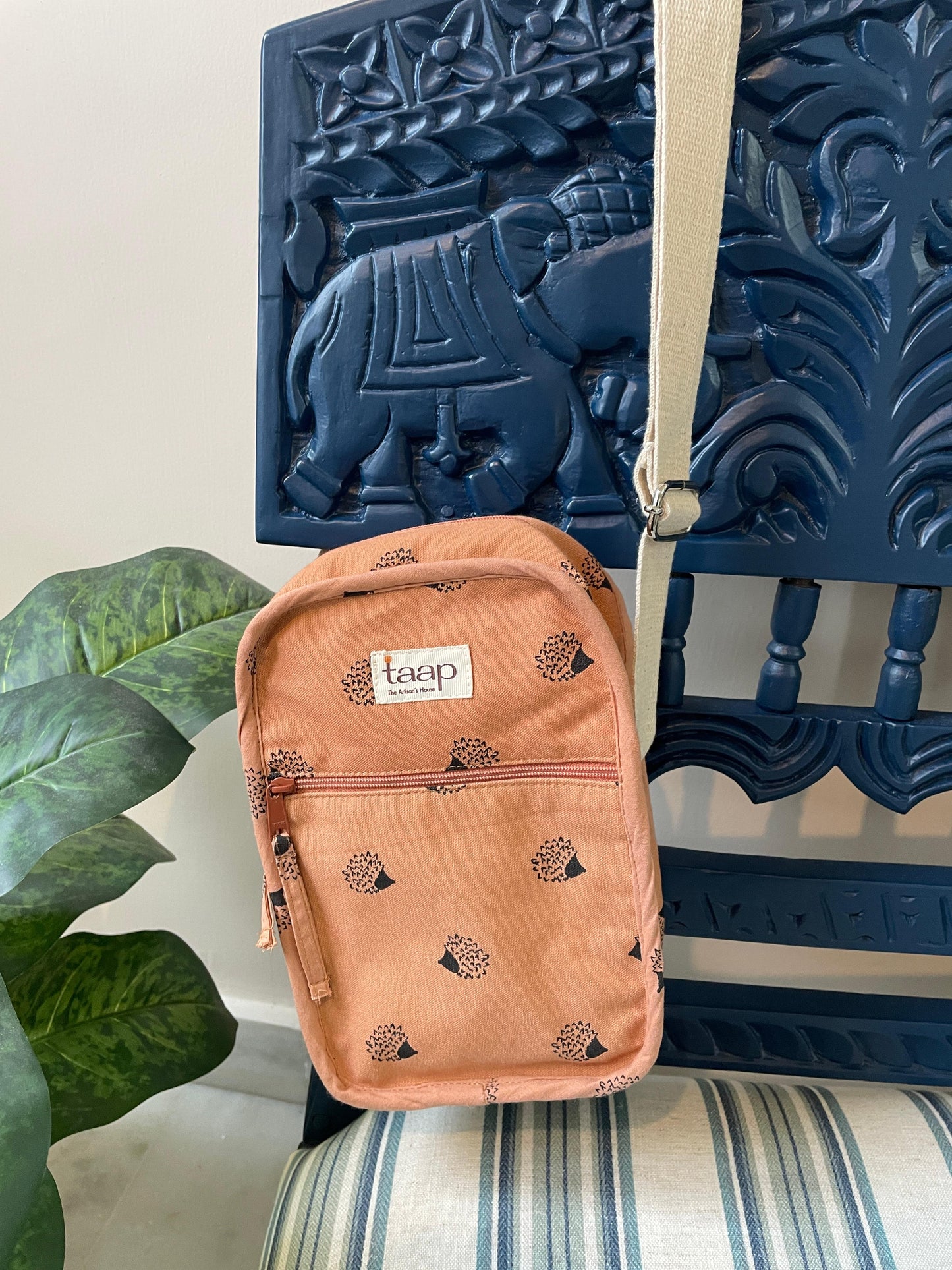 Tan Brown Cotton Canvas Vertical Crossbody Sling – Travel Light, Stay Stylish