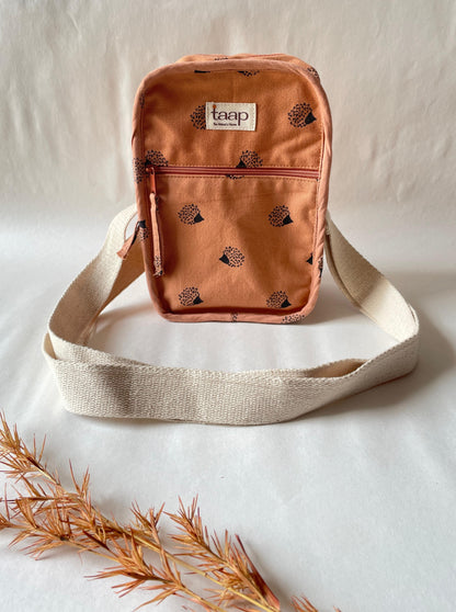 Tan Brown Cotton Canvas Vertical Crossbody Sling – Travel Light, Stay Stylish