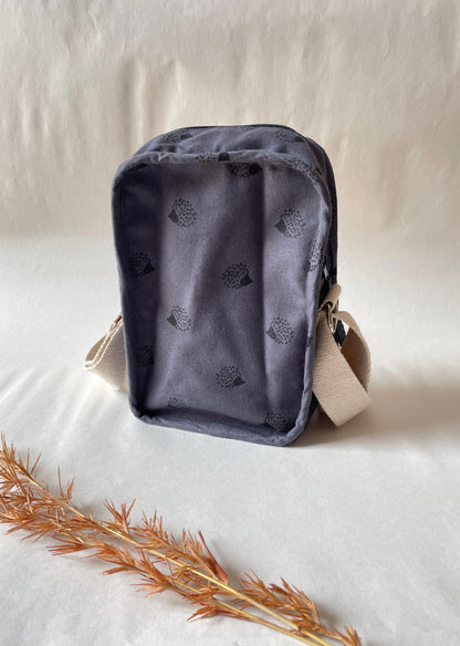 Dark Blue Cotton Canvas Vertical Crossbody Sling – Travel Light, Stay Stylish (Grey)