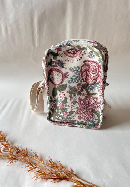 Multicolour Floral Cotton Canvas Vertical Crossbody Sling – Travel Light, Stay Stylish