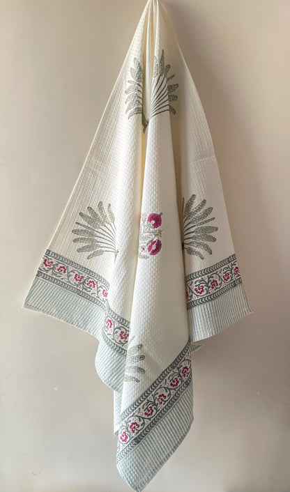Tropical Bloom HandBlock Cotton Bath Towel