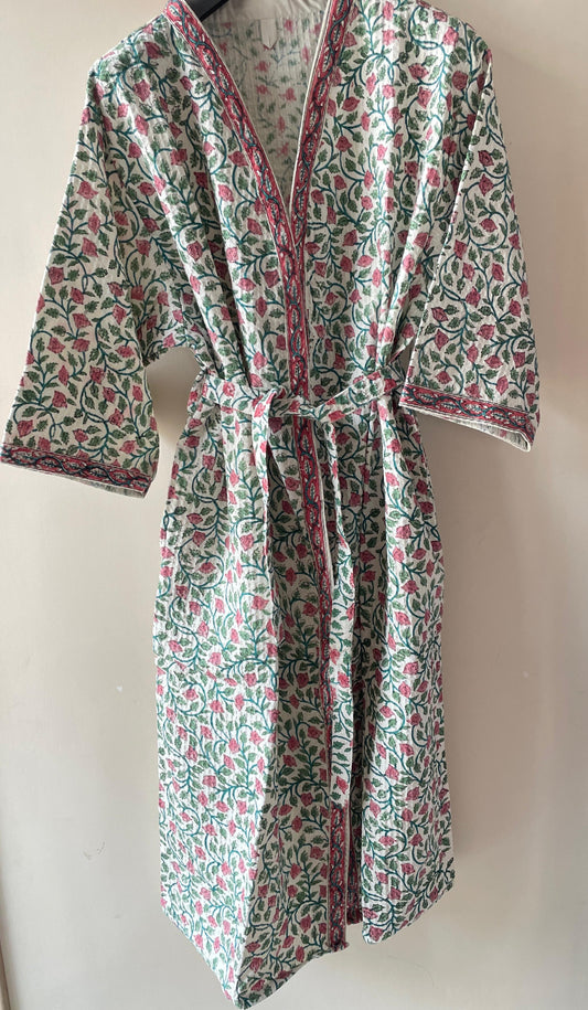 Mughal Floral Premium Cotton Waffle Bathrobe (Adult)