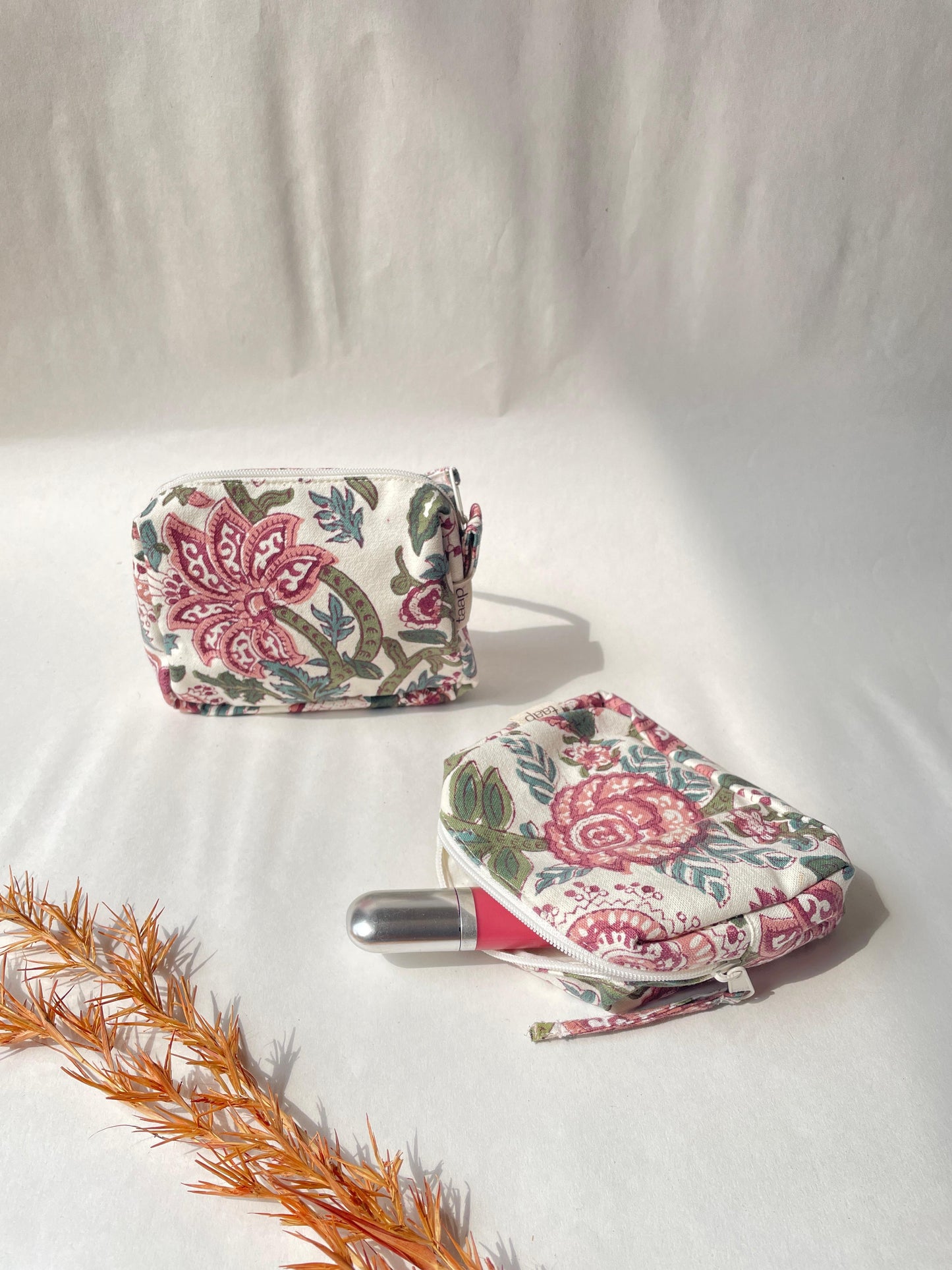 Multicolour Floral Cotton Canvas Small Pouch – Petite, Pretty, and Purposeful