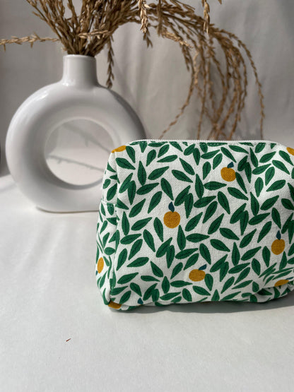 Green Leaf Cotton Canvas Small Pouch – Petite, Pretty, and Purposeful