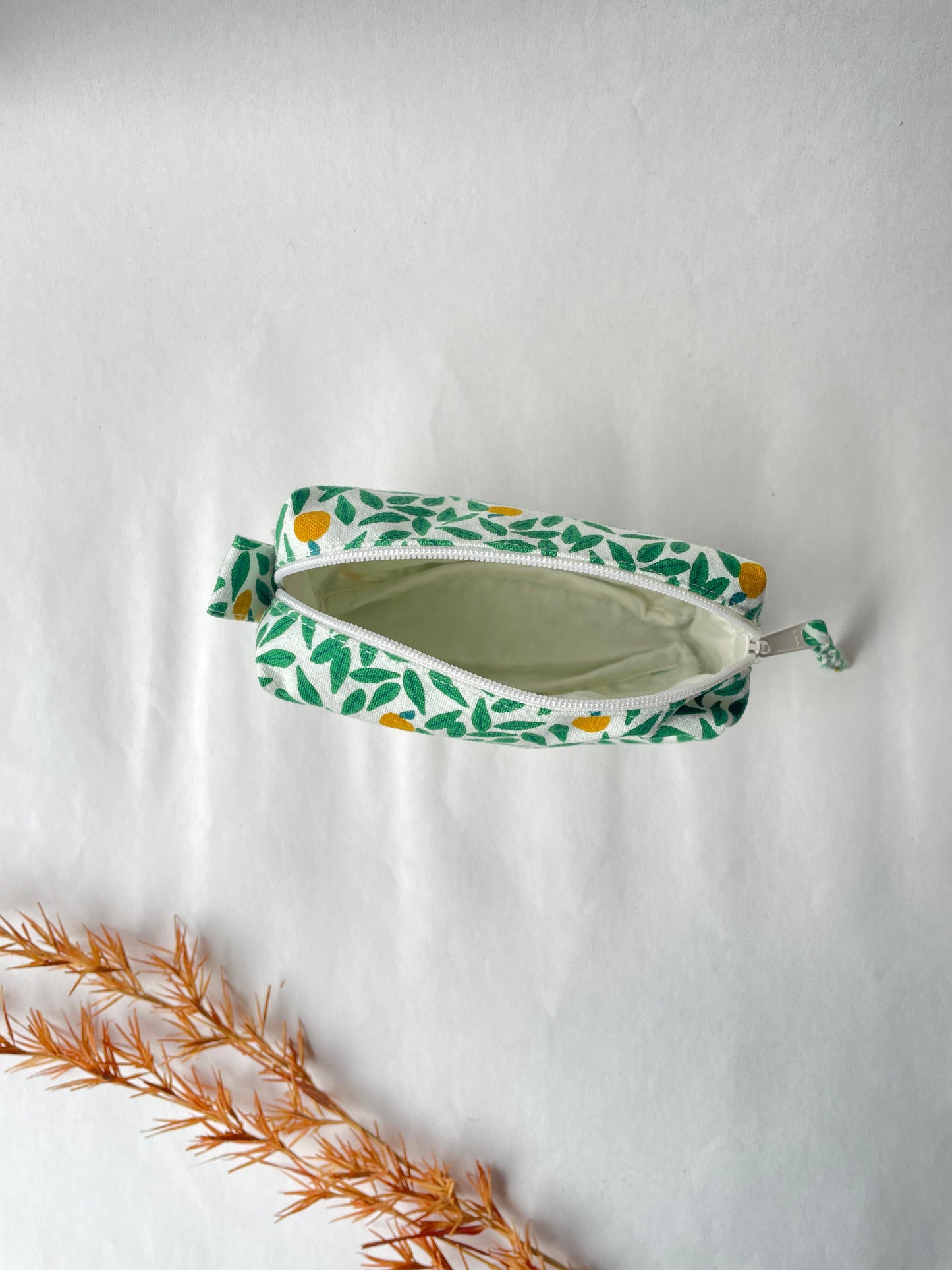 Green Leaf Cotton Canvas Small Pouch – Petite, Pretty, and Purposeful