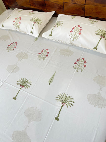 Soft Heritage HandBlock Queen Size Bedsheet Set with 2 Pillow Covers (90”*108”)