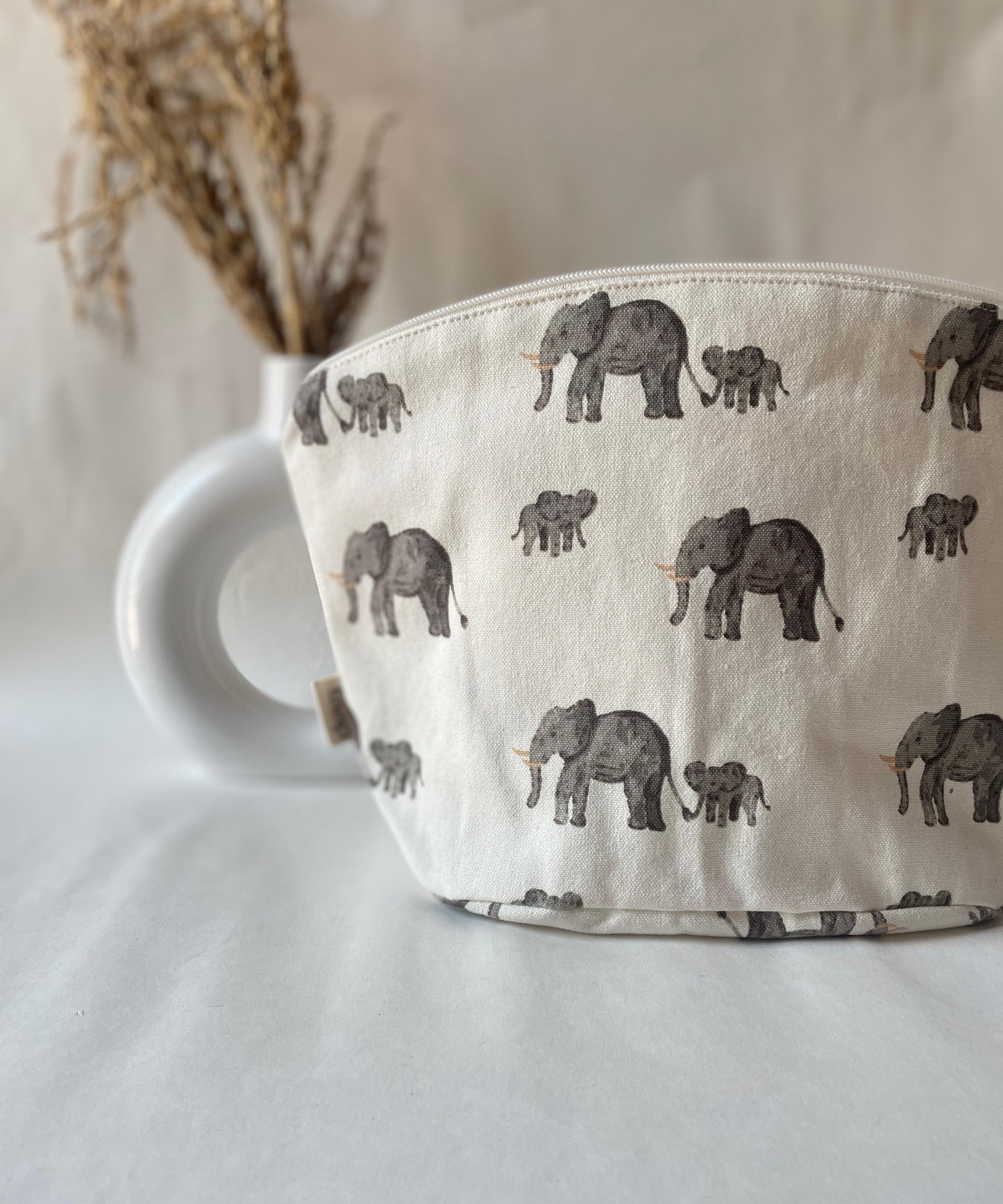 Elephant Cotton Canvas Big Pouch