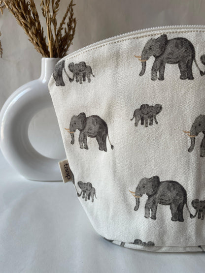 Elephant Cotton Canvas Big Pouch
